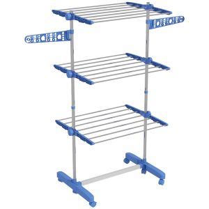 Tendedero vertical plegable 142x55x152 cm abs, acero inoxidable color azul