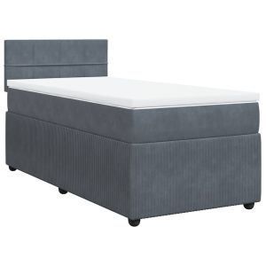 vidaXL cama box spring con colchón terciopelo gris oscuro 100x200 cm