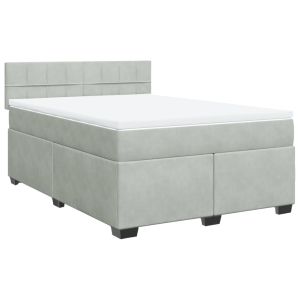 vidaXL cama box spring con colchón terciopelo gris claro 140x200 cm