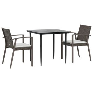vidaXL juego comedor jardín 3 piezas y cojines ratán sintético y acero