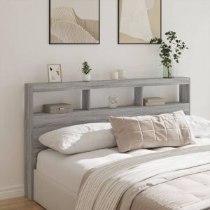 Cabecero de cama con luz LED gris sonoma 180x17x102 cm