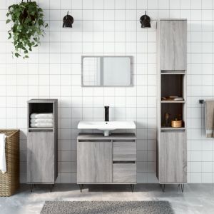 Set de muebles de baño 3 pzas madera contrachapada gris sonoma(sin lavabo)