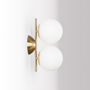 Lámpara de pared doble bola cristal dorado "ana" ø150mm