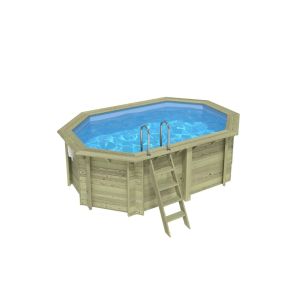 Piscina de madera nemo 4.3x3 – h.1.31, azul, - sin solera - bas7303ospu