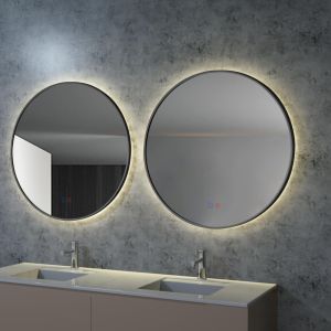 LEDimex - espejo redondo ø80cm LED retroiluminado antivaho negro mate