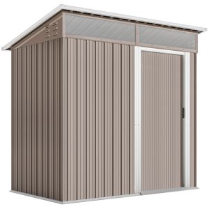 Caseta de jardín 195x122x182 cm acero galvanizado color marrón Outsunny