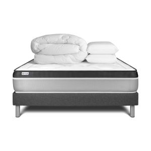 Pack cama completa - colchón 140x200cm + somier con láminas (en kit) + 2 al