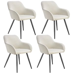 4 sillas de comedor con diseño de pana 58 x 62 x 82 cm crema/negro
