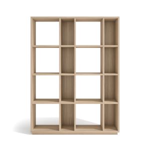 Librería en melamina de 4 niveles, nogal claro, 145x105x29