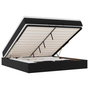 vidaXL estructura cama otomana colchón cuero sintético negro 180x200cm