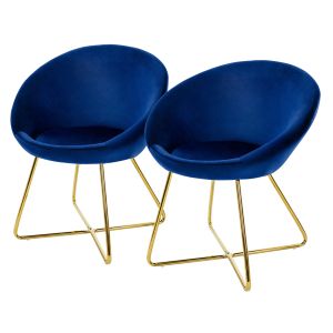 2x silla de comedor/salón asiento azul ergonómico terciopelo