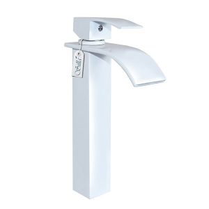 Grifo lavabo caño alto monomando, blanco
