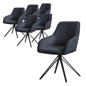 6x silla de comedor giratoria antracita tela tejida asiento ergonómico
