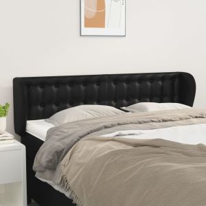 Cabecero de cuero sintético negro 147x23x78/88 cm