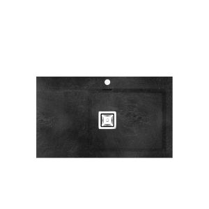 Poalgi - fregadero de granito 86x52 cm kobus negro - 1 cubeta 1 esc. Izq