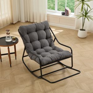 Mecedora exterior gris con reposapiés y cojín acolchado