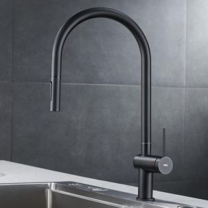 Imex - grifo monomando de cocina extraíble negro serie berna