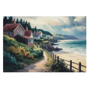 Papel pintado tejido no tejido 312x219 casas en acantilados tulup