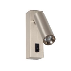 Aplique LED de lectura níquel satinado 2w 3000k orientable con interruptor