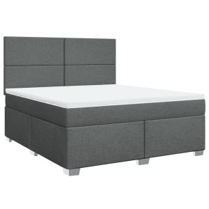 vidaXL cama box spring con colchón tela gris oscuro 180x200 cm