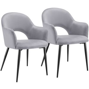 2 sillas de comedor aspecto terciopelo 57 x 61,5 x 87,5 cm gris claro