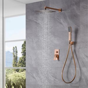 Imex - columna ducha empotrada con grifo oro rosa serie pisa