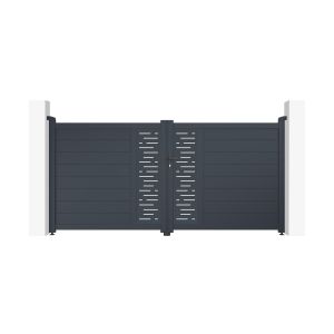 Puerta abatible 3m arlberg al.140cm alu gris + 2 postes 20x20cm al.166cm