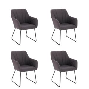Silla de comedor con reposabrazos de tela paku - set de 4 antracita