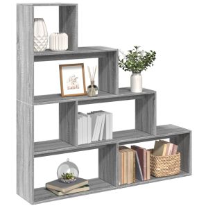 Librería divisora 4 niveles madera gris sonoma 143,5x29x143,5cm