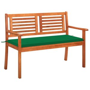 Banco de jardín 2 plazas madera maciza eucalipto y cojín 120 cm joy851831