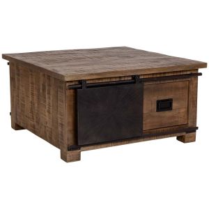 Mesa de centro de madera marrón 90x90x46h cm
