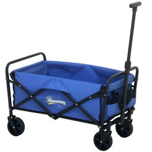 Carro de playa 76x48x86 cm metal, tela oxford color azul Outsunny