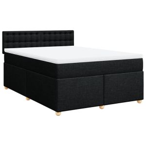vidaXL cama box spring con colchón tela negro 140x200 cm