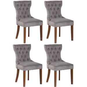 Sillas comedor tapizadas - terciopelo gris - lote 4