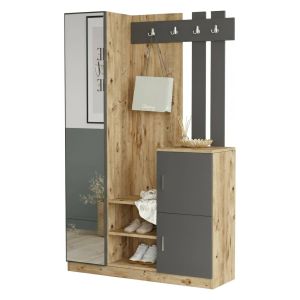 Mueble de entrada arco, 8 estantes, en madera roble marrón