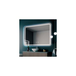 Espejo LED retroiluminado luz frontal fría con doble sensor antivaho 120x80