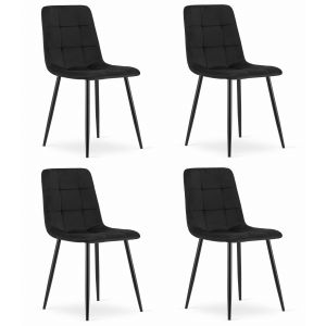 Valora sillones pyra terciopelo negro modernos x4