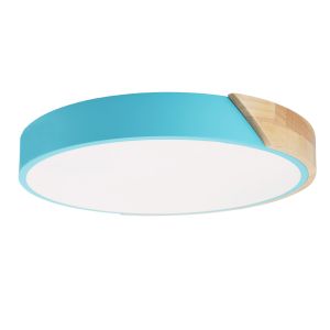 Plafón LED ø40cm 24w, azul y madera, luz 3000k-4000k-6000k
