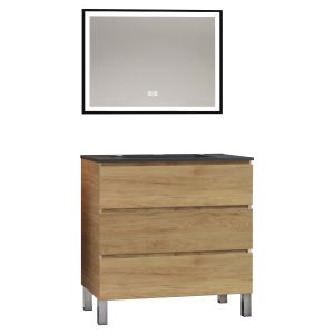 Mueble de baño trendy - 80 cm - madera - 3 cajones -  + espejo selena