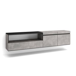 Mueble tv, 200x35x45cm, cemento, colgado, suspendido rf2216
