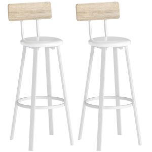 Taburetes de bar 41.5x36.5x99.5 cm color blanco Homcom, hogar - cocina