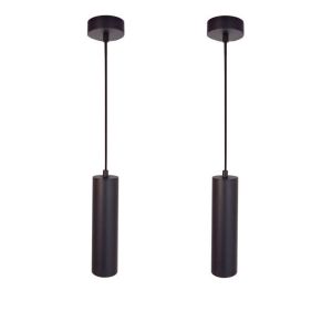 Pack 2 lámparas tubo negro minimalista gu10, 20cm ajustable