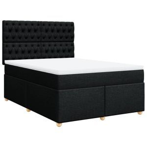 vidaXL cama box spring con colchón tela negro 160x200 cm