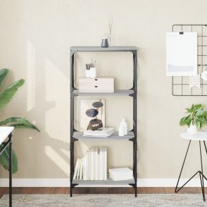 Librería 4 estantes madera ingeniería gris sonoma 59x35x132 cm