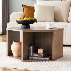 Mesa de centro hexagonal,que ofrece una solución más espaciosa.