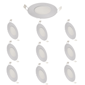 Pack x10 downlight LED empotrable 12v, 3w, luz neutra 4200k. Marco blanco