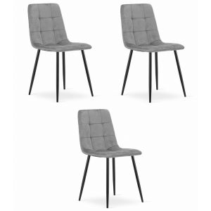 Silla valora pyra, terciopelo gris claro, diseño moderno (x3)
