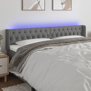 Cabecero con LED de tela gris oscuro 183x16x78/88 cm eso4246