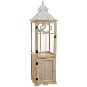 Farol de madera marrón  32.5x32.5x117h cm