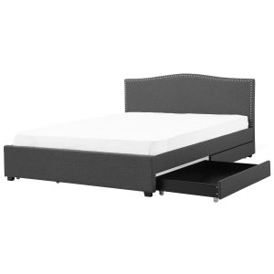 Cama con cajones montpellier tela gris oscuro 180 x 200 cm